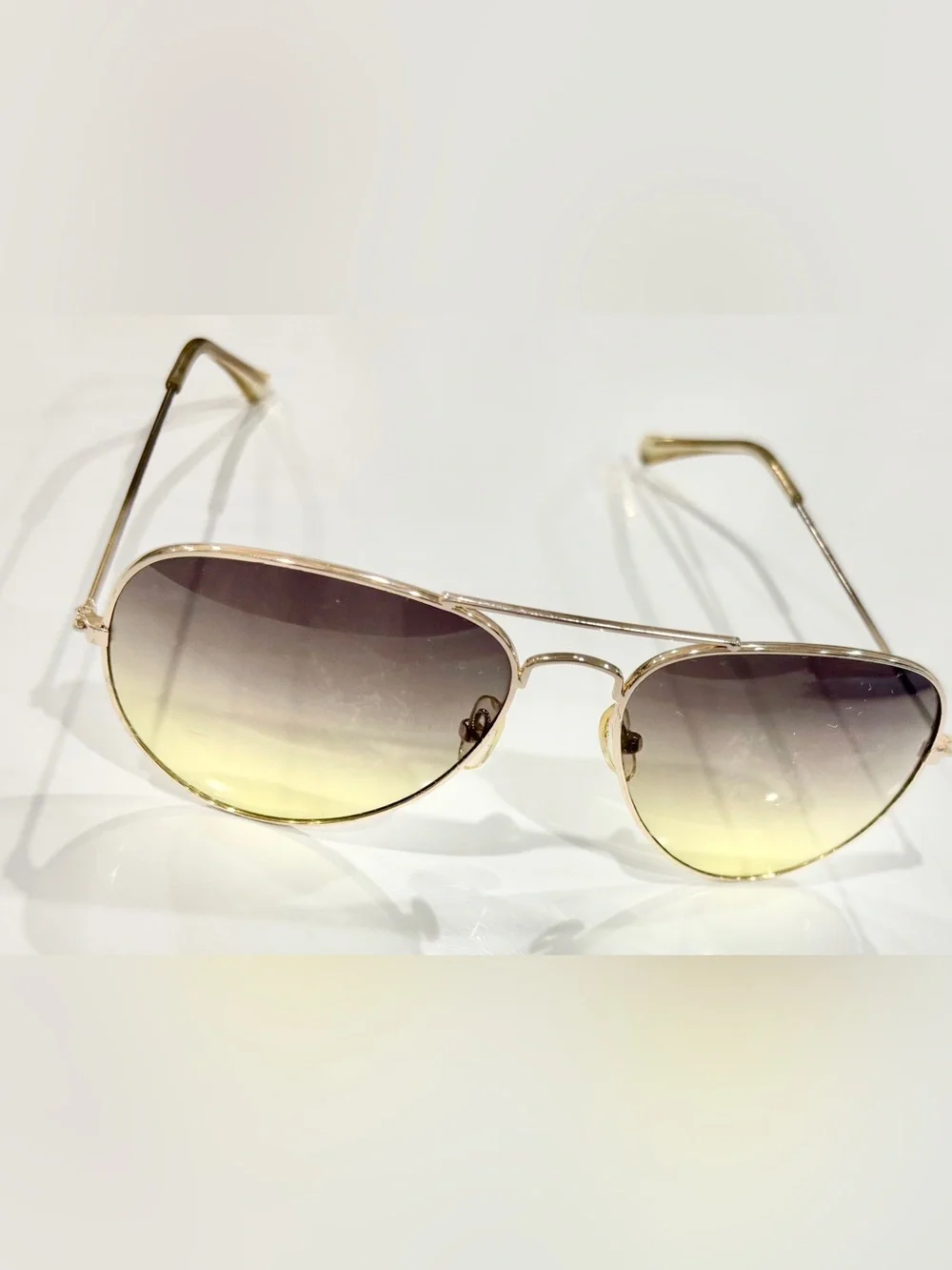 Gold Framed Aviator Style Gradient Sunglasses - Women Accessories